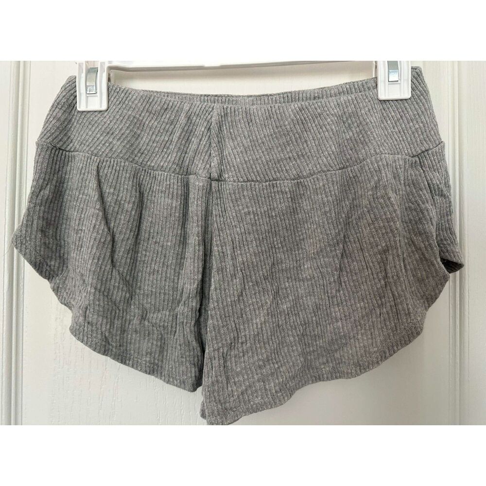 Eberjey Ribbed Lounge Shorts Heather Grey Cozy Sleep Shorts - Picture 3 of 6